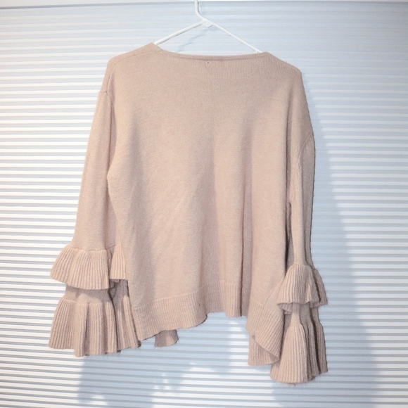 Anthro POL ruffled bell sleeve rabbit/wool sweater - Picture 6 of 8